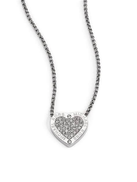 michael kors barrel necklace silver|michael kors heart necklace.